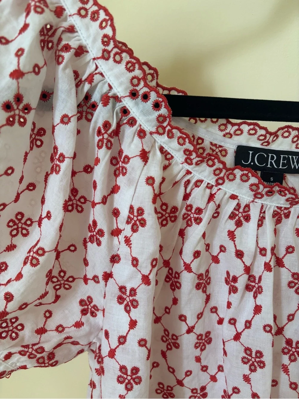 J. Crew scallop trim embroidered eyelet top